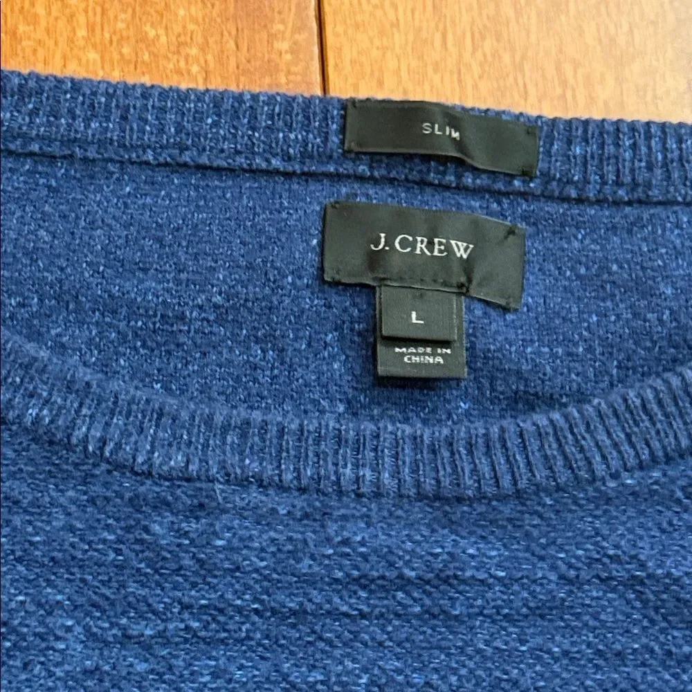 J. Crew Men's Deep Blue Crewneck Cotton Sweater Size L‎